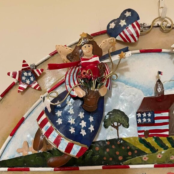 Americana Toleware 3D Patriotic Folk Art Tin Sign/ Wall Decor - Picture 10 of 16